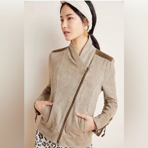 Marrakech Anthropologie Ashley Faux Suède Jacket in Taupe XL